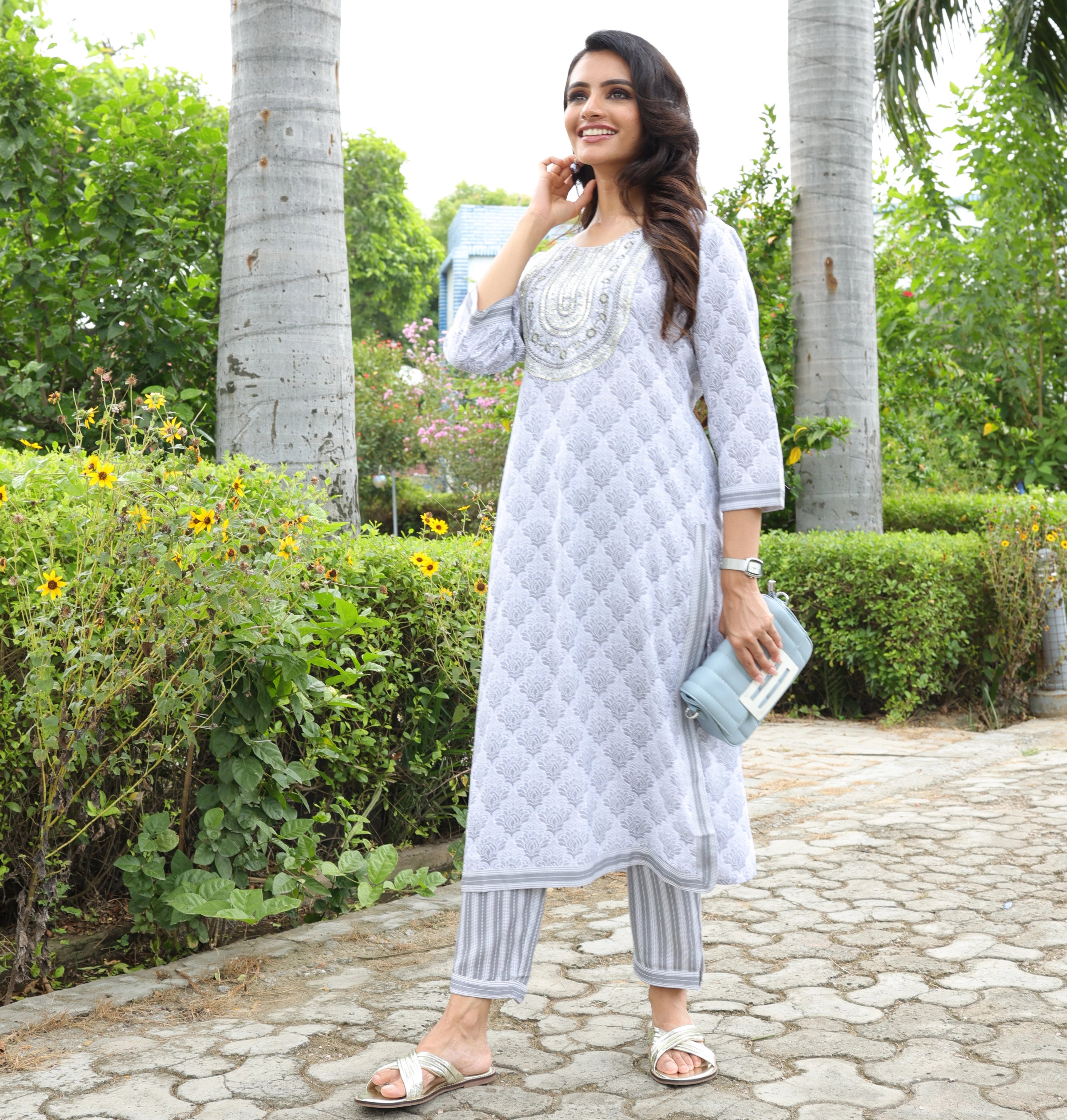 Light Grey Cotton Kurti