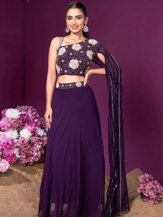 Violet Elegance Skirt Set