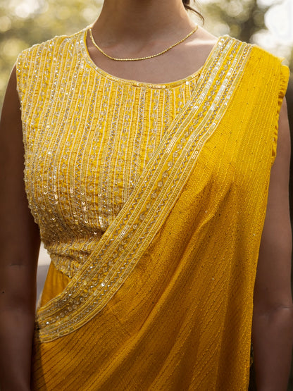 Golden Glow Draped Dress