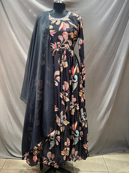 Black Elegance Crepe Silk Gown