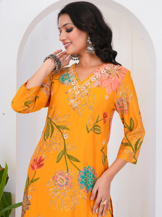 Sunshine Elegance Muslin Kurta Set