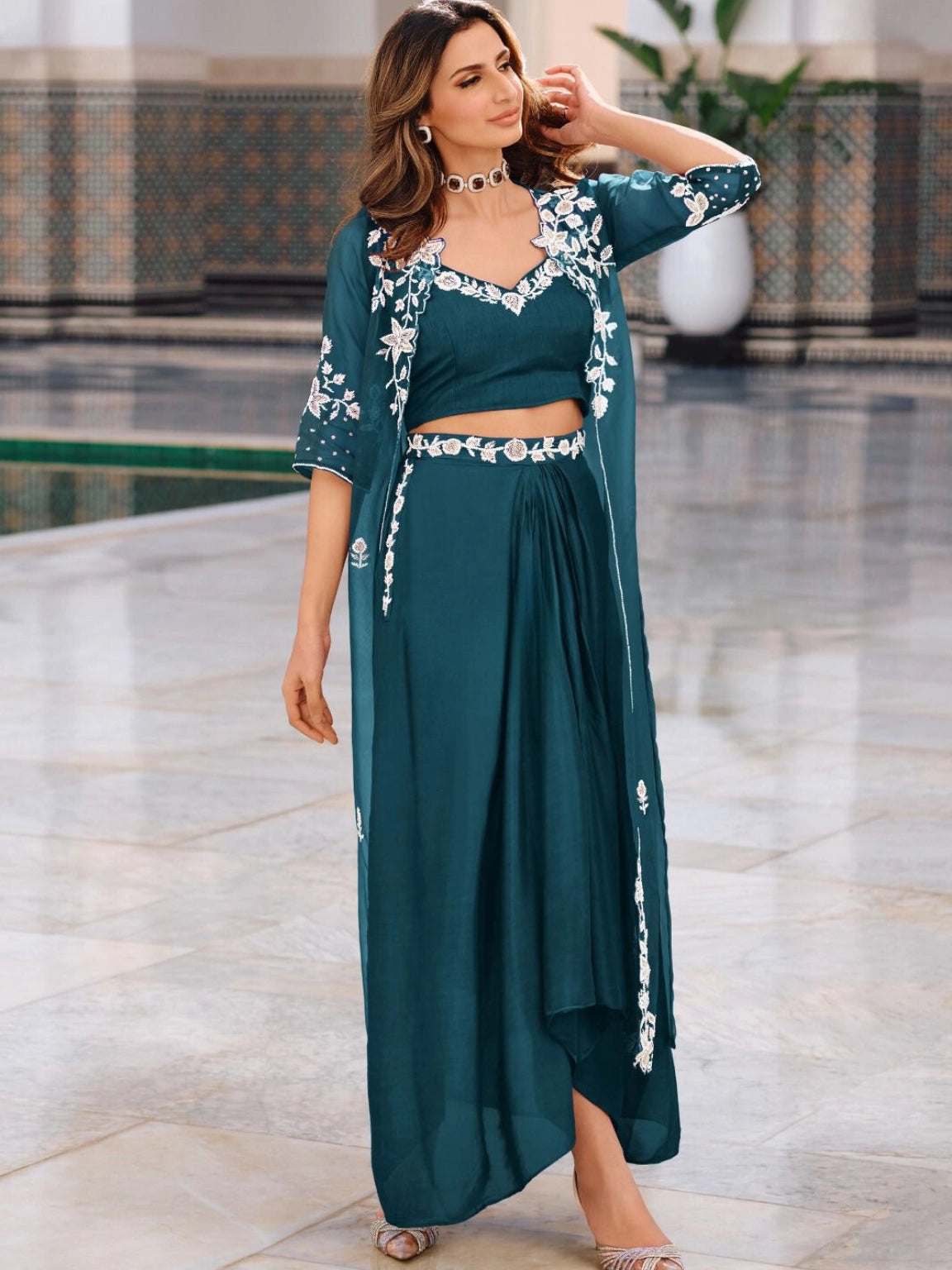 Teal Enchantment Indo-Western Dress