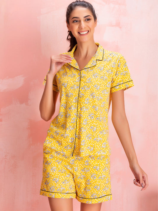 Yellow Blossom Shorts Loungewear