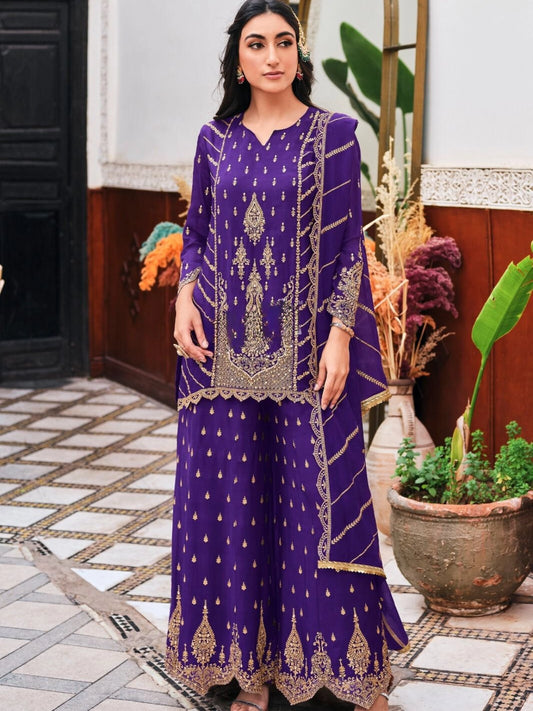 Royal Purple Chinnon Sharara Set