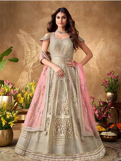 Golden Blush Georgette Gown