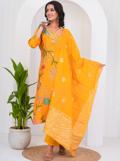 Sunshine Elegance Muslin Kurta Set