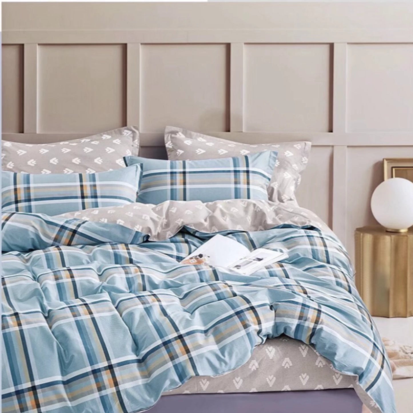 Blue Check Elegance Gloster Bedsheet