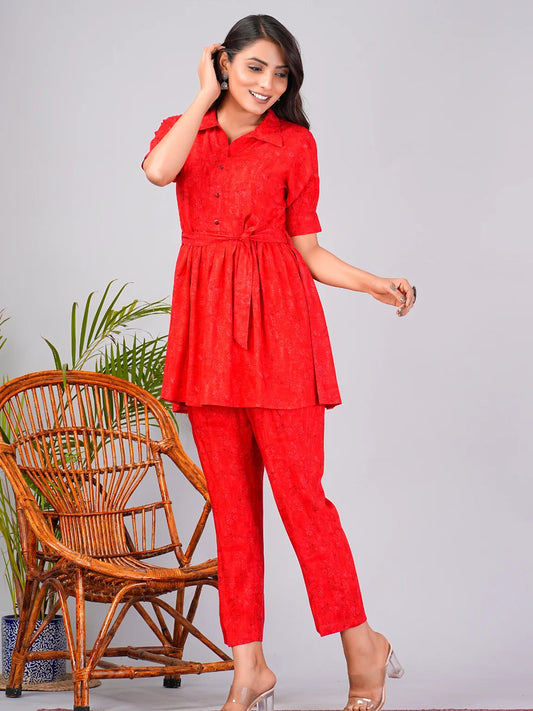 Ruby Radiance Rayon Co-ord Set