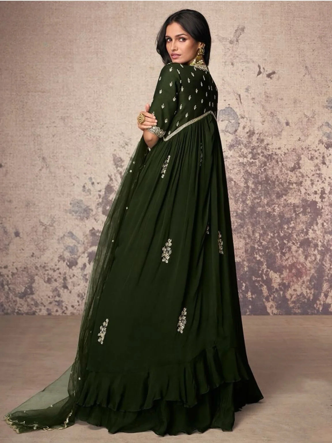 Graceful Green One-Piece Gown Dress