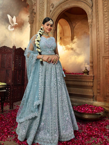 Sky Serenity Thread Embroidered Lehenga Set