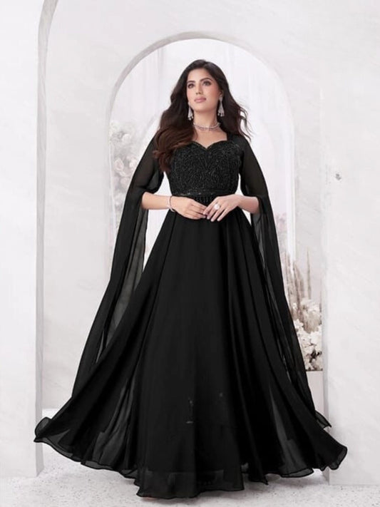 Noir Dream Georgette Gown