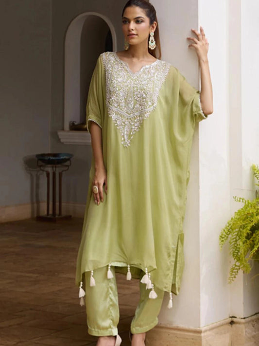 Lush Leaf Kaftan Set