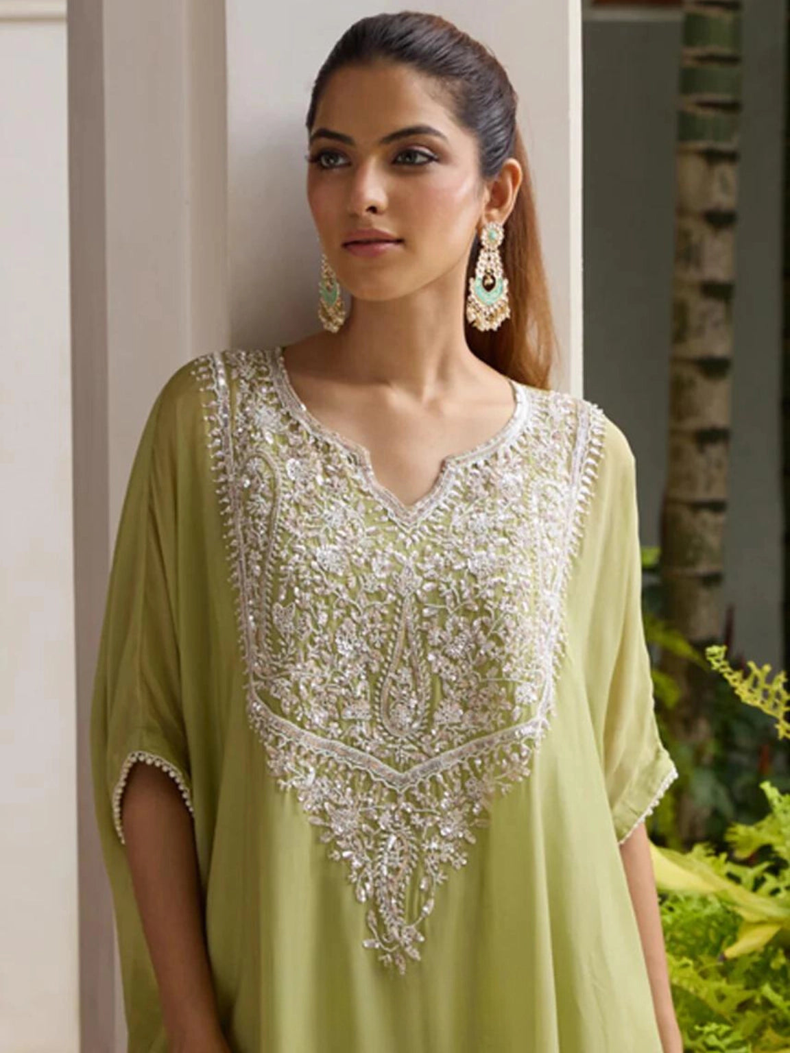 Lush Leaf Kaftan Set