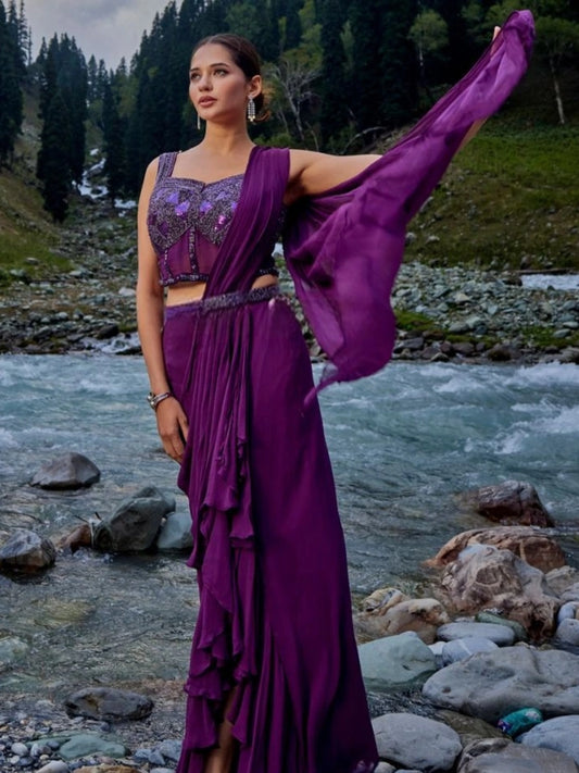 Ethereal Ivy Georgette Saree